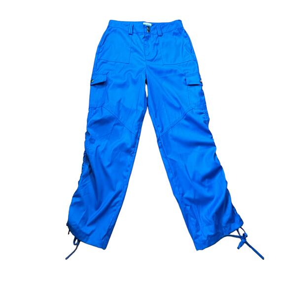 Superdown Raina Blue Cargo Pants LARGE Parachute Drawstring Hem Revolve $78 NEW - Picture 6 of 9